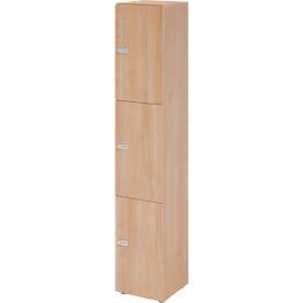 Schließfachschrank Topas Line, 6 Ordnerhöhen, 3 Fächer, Zahlenschloss, B 400 x T 420 x H 2156 mm, Nussbaum/Nussbaum