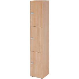 Schließfachschrank Topas Line, 6 Ordnerhöhen, 3 Fächer, Zahlenschloss, B 400 x T 420 x H 2156 mm, Nussbaum/Nussbaum