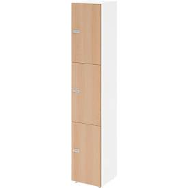 Schließfachschrank Topas Line, 6 Ordnerhöhen, 3 Fächer, Zahlenschloss, B 400 x T 420 x H 2156 mm, weiß/Eiche