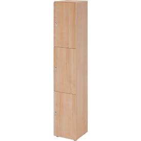 Schließfachschrank Topas Line, 6 Ordnerhöhen, 3 Fächer, Zylinderschloss, B 400 x T 420 x H 2156 mm, Nussbaum/Nussbaum