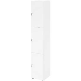 Schließfachschrank Topas Line, 6 Ordnerhöhen, 3 Fächer, Zylinderschloss, B 400 x T 420 x H 2156 mm, weiß/weiß