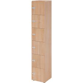 Schließfachschrank Topas Line, 6 Ordnerhöhen, 6 Fächer, Zahlenschloss, B 400 x T 420 x H 2156 mm, Nussbaum/Nussbaum