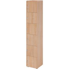 Schließfachschrank Topas Line, 6 Ordnerhöhen, 6 Fächer, Zylinderschloss, B 400 x T 420 x H 2156 mm, Nussbaum/Nussbaum