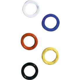 Schlüsselanhänger und Kennringe, 16 farbsortierte Teile, Kunststoff