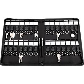 Schlüsselmappe Stop Ocean Plastic, Format A4, 28 abnehmbare Schlüsselringe mit Beschriftungsfächern, 2 Stiftefächer, B 285 x T 40 x H 385 mm, RPET, schwarz