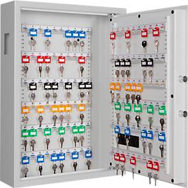 Schlüsselschrank SLE 120, für die Wandmontage, 120 Haken, mit Einwurfschlitz, Türanschlag rechts, Elektronikschloss mit Batterien, inkl. Verankerungsmaterial, B 460 x T 130 x H 630 mm, Stahlblech, lichtgrau RAL 7035