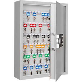 Schlüsselschrank SLE 120, für die Wandmontage, 120 Haken, ohne Einwurfschlitz, Türanschlag rechts, Elektronikschloss mit Batterien, inkl. Verankerungsmaterial, B 460 x T 130 x H 630 mm, Stahlblech, lichtgrau RAL 7035