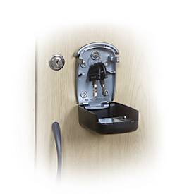 Schlüsseltresor KS0001C, Wandmontage, 4-stelliges Zahlen-Drehschloss, magnetische Schlüsselaufhängung, B 65x T 35 x H 100 mm, Guss, schwarz