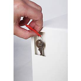 Schlüsseltresor KS0031E CYGNUS, 30 Haken, Tastenschloss inkl. 2 Notschlüssel, Einwurfschlitz, Verankerungsmaterial, Schlüsselringe & Anhänger, B 300 x T 100 x H 280 mm, signalweiß RAL 9003