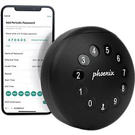 Schlüsseltresor Phoenix Palm KS0211E, motorisiertes Schlüsselschloss, Steuerung per App, Bluetooth, Wasser-/Staubfest IP65, schwarz