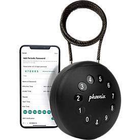 Schlüsseltresor Phoenix Palm KS0212EC, motorisiertes Schlüsselschloss, Steuerung per App, Bluetooth, Wasser-/Staubfest IP65, mit Edelstahlkabel, schwarz