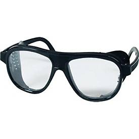 SCHMERLER Schutzbrille EN 166, Bügel schwarz, Scheibe klar Nylon, Seitenblenden, verstellbar, Glasgröße 62 x 52 mm