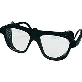 SCHMERLER Schutzbrille EN 166, Bügel schwarz, Scheibe klar Nylon, Seitenblenden, verstellbar, Glasgröße 62 x 52 mm