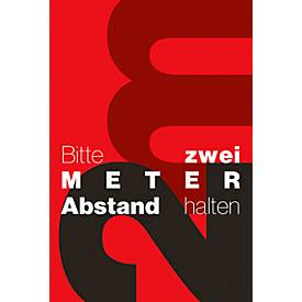 Schmutzfangmatte 2m Abstand halten, innen, Polyamid/Vinyl, L 1800 x B 1200 mm, rot/schwarz/weiß