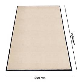 Schmutzfangmatte miltex Eazycare Style, eckig, antistatisch, UV-beständig, waschbar, High-Twist-Nylon & Niltrilgummi, 1200 x 2000 mm, hellelfenbein