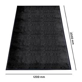 Schmutzfangmatte miltex Eazycare Style, eckig, antistatisch, UV-beständig, waschbar, High-Twist-Nylon & Niltrilgummi, 1200 x 2000 mm, tiefschwarz