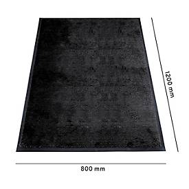 Schmutzfangmatte miltex Eazycare Style, eckig, antistatisch, UV-beständig, waschbar, High-Twist-Nylon & Niltrilgummi, 800 x 1200 mm, tiefschwarz