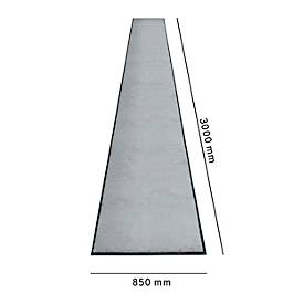 Schmutzfangmatte miltex Eazycare Style, eckig, antistatisch, UV-beständig, waschbar, High-Twist-Nylon & Niltrilgummi, 850 x 3000 mm, verkehrsgrau