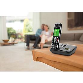 Schnurloses Telefon Gigaset E720A, analog &amp;amp; Bluetooth, Anrufbeantworter, Telefonbuch, 2,2″ Farbdisplay, Reichweite bis 50/300 m, Sprechzeit bis 14 h, schwarz