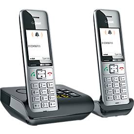 Schnurlostelefon Gigaset Comfort 500A Duo, Anrufbeantworter, hörgerätekompatibel, schwarz