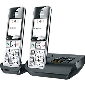 Schnurlostelefon Gigaset Comfort 500A Duo, Anrufbeantworter, hörgerätekompatibel, schwarz