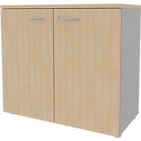 Schrank ARLON OFFICE, 2 Ordnerhöhen, abschließbar, B 900 x T 450 x H 816 mm, Eiche-Dekor/alu