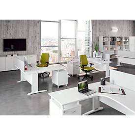 Schrank ARLON OFFICE, 2 Ordnerhöhen, abschließbar, B 900 x T 450 x H 816 mm, Eiche-Dekor/alu