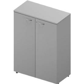 Schrank ARLON OFFICE, 3 Ordnerhöhen, abschließbar, B 900 x T 450 x H 1232 mm, lichtgrau/alu
