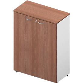 Schrank ARLON OFFICE, 3 Ordnerhöhen, abschließbar, B 900 x T 450 x H 1232 mm, Nuss Canaletto-Dekor/weiß