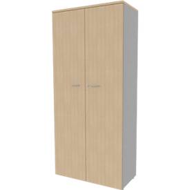 Schrank ARLON OFFICE, 5 Ordnerhöhen, abschließbar, B 900 x T 450 x H 2000 mm, Eiche-Dekor/alu