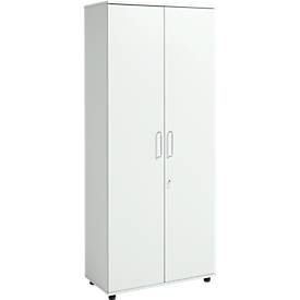 Schrank, Holz, 4 Böden, 5 OH, B 800 x T 400 x H 1877 mm, abschließbar, lichtgrau 