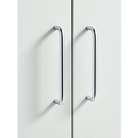 Schrank, Holz, 4 Böden, 5 OH, B 800 x T 400 x H 1877 mm, abschließbar, lichtgrau