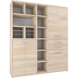 Schrank-Kombination Player, 11 Regalfächer, 2 Schubladen, B 1919 mm