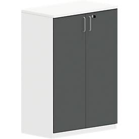 Schrank NEVADA, B 800 x T 445 x H 1155 mm, weiß/dunkelgrau
