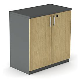 Schrank NEVADA, B 800 x T 445 x H 825 mm, dunkelgrau/Eiche