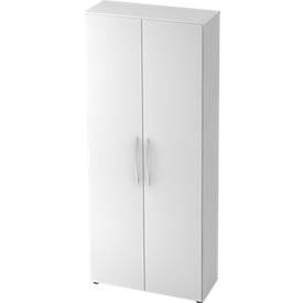 Schrank TARA, 5 Ordnerhöhen, Flügeltüren, 1 fester Zwischenboden, 3 Fachböden, B 800 x T 330 x H 1880 mm, weiß