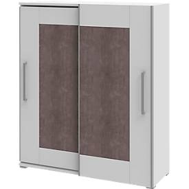 Schrank TEQSTYLE, 3 OH, B 1600 mm, 2-türig mit Rahmenfront, 3 Fächer in OH, 1 Fach in CD-Höhe