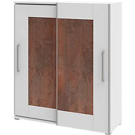 Schrank TEQSTYLE, 3 OH, B 1600 mm, 2-türig mit Rahmenfront, 3 Fächer in OH, 1 Fach in CD-Höhe