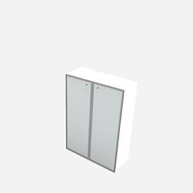 Schrank X-TIME WORK, 3 OH, Glastüren, 860 x 430 x 1310 mm, Glas/Alu