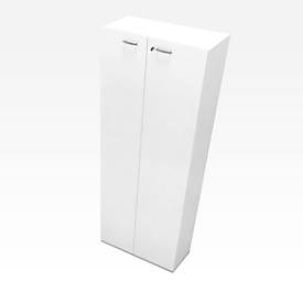 Schrank X-TIME-WORK, 5 OH, Holztüren, 860 x 430 x 2140 mm, Weiß/Weiß