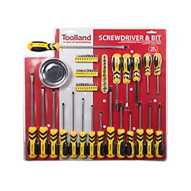 Schraubendreher- & Bitset Toolland, 60-tlg., Chrom-Vanadium-Stahl, magnetische Schale für Schrauben