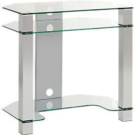 Image of Schreib- und Computertisch, Glastischplatte, 3-Fuß, 3 Böden, B 800 x T 500 x H 770 mm