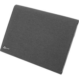 Schreibmappe Stop Ocean Plastic BALI RPET, A4, für Links-/Rechtshänder, 13 Fächer, 2 Einsteckfächer, 3 Stifteschlaufen, 1 Block, Klettverschluss, RPET, anthrazit