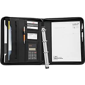 Image of Schreibmappe WEDO, A4, 8 Fächer, herausnehmbare Ringmechanik, inkl. Taschenrechner, Kunstleder, schwarz