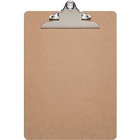 Schreibplatte MAULclassic, A4 Hochformat, Nostalgieklemmer, Hartfaserholz, braun
