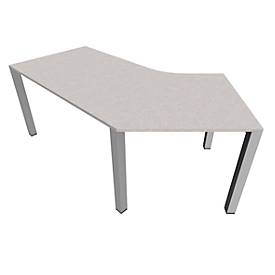 Schreibtisch 135° SOLUS PLAY, 4-Fuß, Freiform, Ansatz links, B 2165 x T 800 x H 720 - 820 mm, Ceramic grey