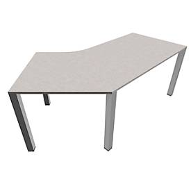 Schreibtisch 135° SOLUS PLAY, 4-Fuß, Freiform, Ansatz rechts, B 2165 x T 800 x H 720 - 820 mm, Ceramic grey