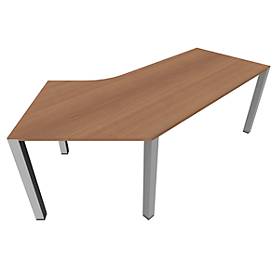 Schreibtisch 135° SOLUS PLAY, 4-Fuß, Freiform, Ansatz rechts, B 2165 x T 800 x H 720 - 820 mm, Kirsche Romana