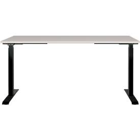 Schreibtisch Aalborg, elektrisch höhenverstellbar, Rechteck, bis 80 kg, T-Fuß Gestell, B 1600 x T 800 x H 720 – 1200 mm, kaschmir/schwarzgrau
