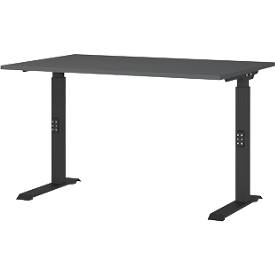 Schreibtisch Aalborg, mechanisch höhenverstellbar, bis 80 kg, Rechteck, C-Fuß, B 1200 x T 800 x H 680 - 910 mm, graphit/schwarzgrau